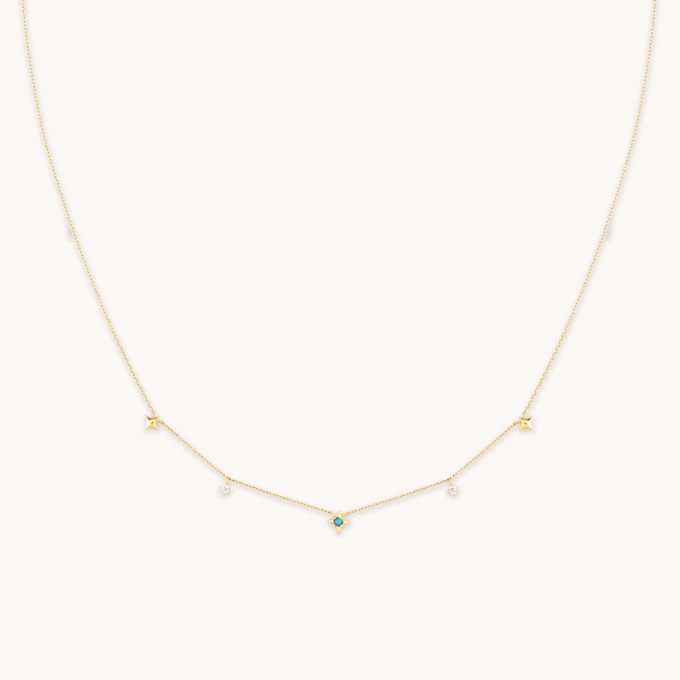 Cosmic Star Opal Charm Necklace in Solid Gold