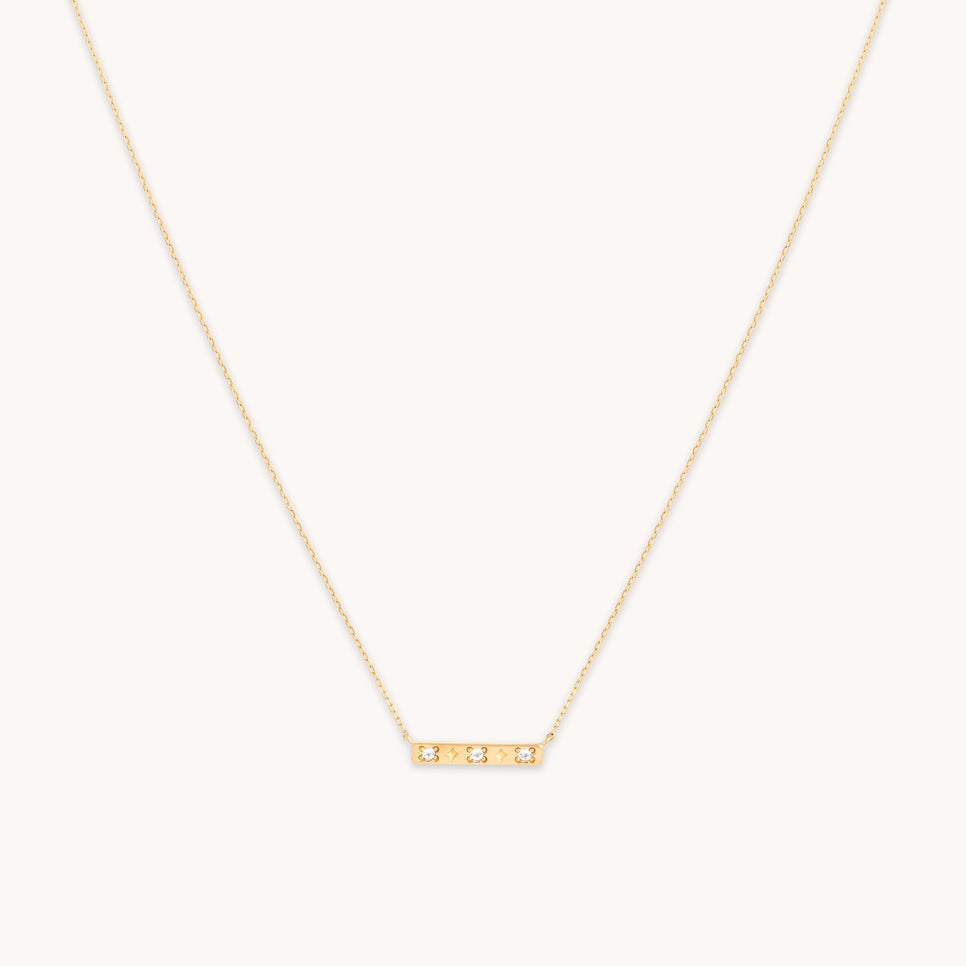 Cosmic Star Topaz Bar Necklace in Solid Gold