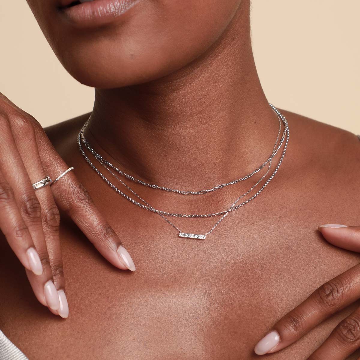 Cosmic Star Topaz Bar Necklace in Solid White Gold