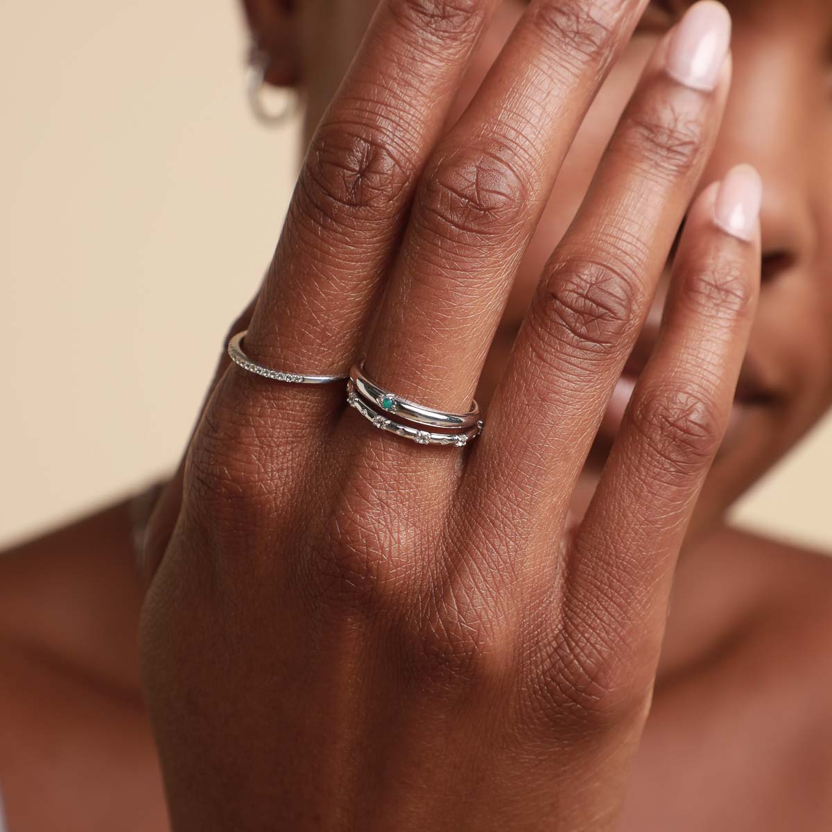 Opal Dome Ring in Solid White Gold