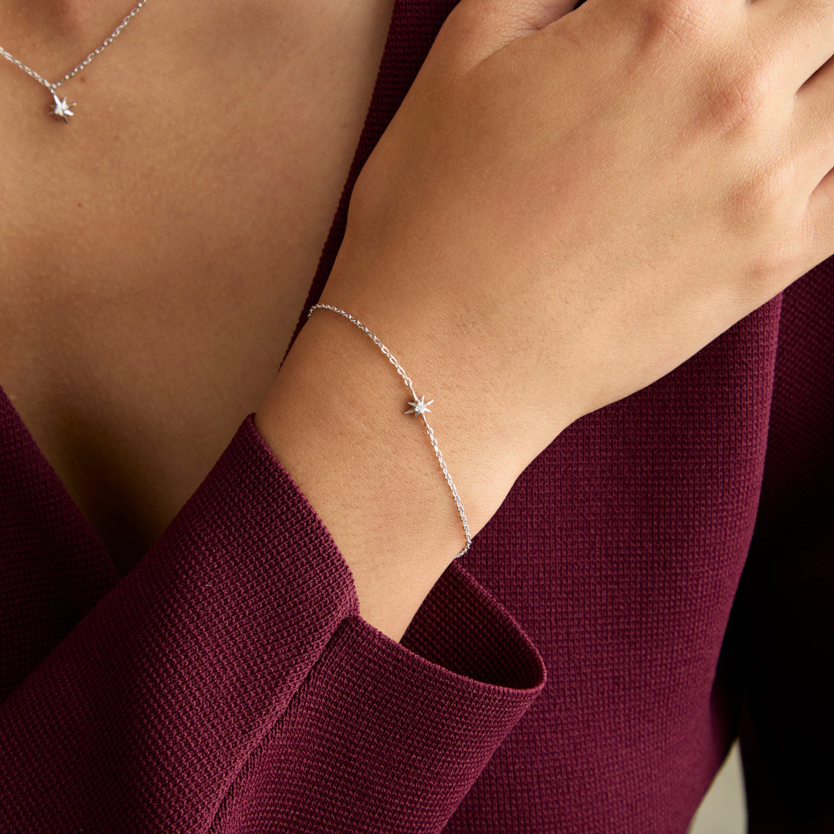 Shooting Star Pendant Bracelet in Silver