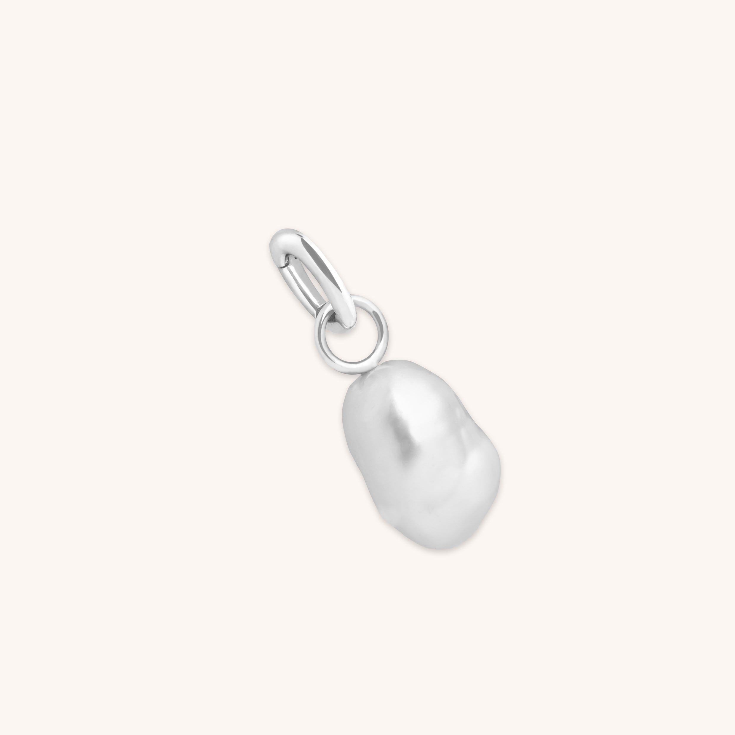 Grey Pearl Clip Charm in Silver