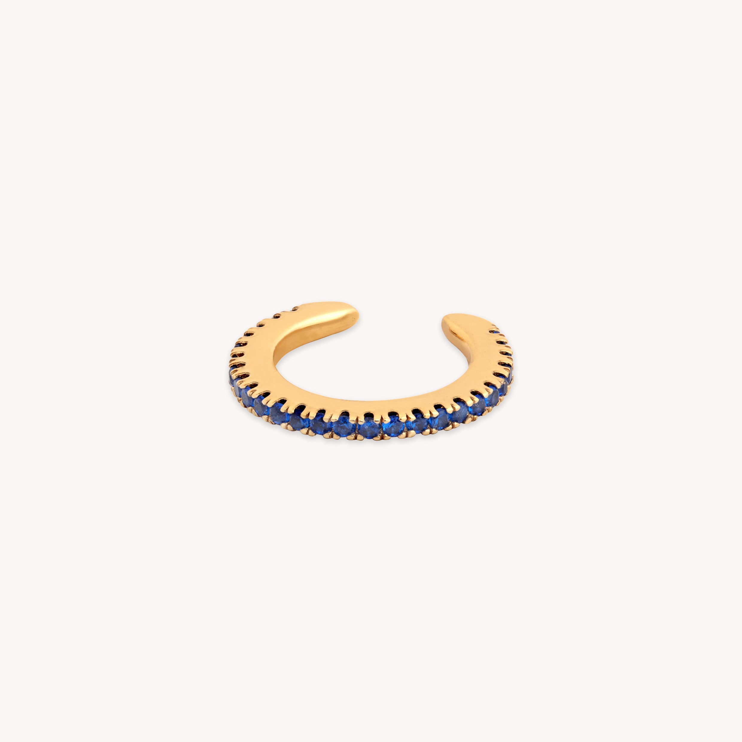 Blue Crystal Ear Cuff in Gold
