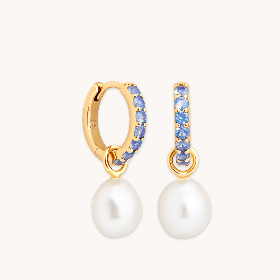 Opal Pearl Charm Huggies in Gold