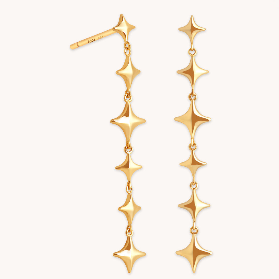 Cosmic Star Drop Studs in Gold