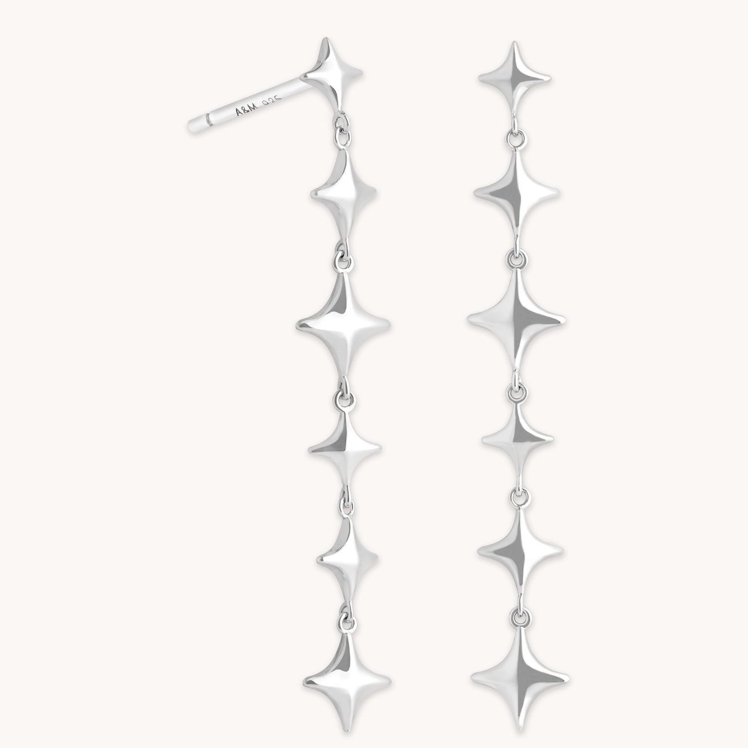 Cosmic Star Drop Studs in Silver