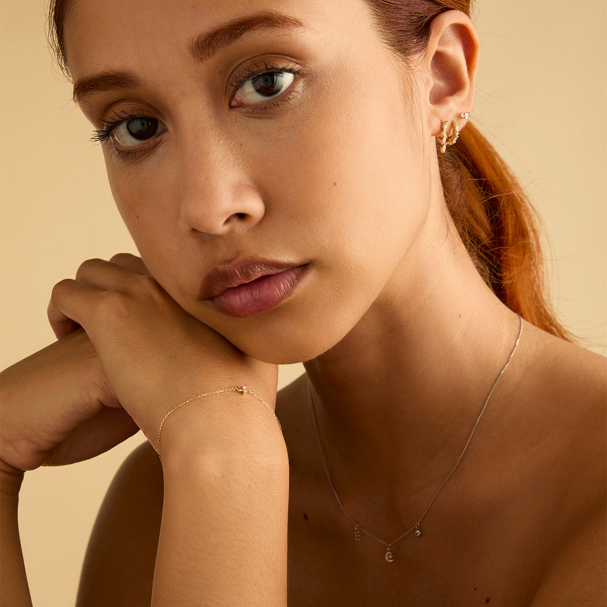 White Topaz Cluster Drop Studs in 9k Gold