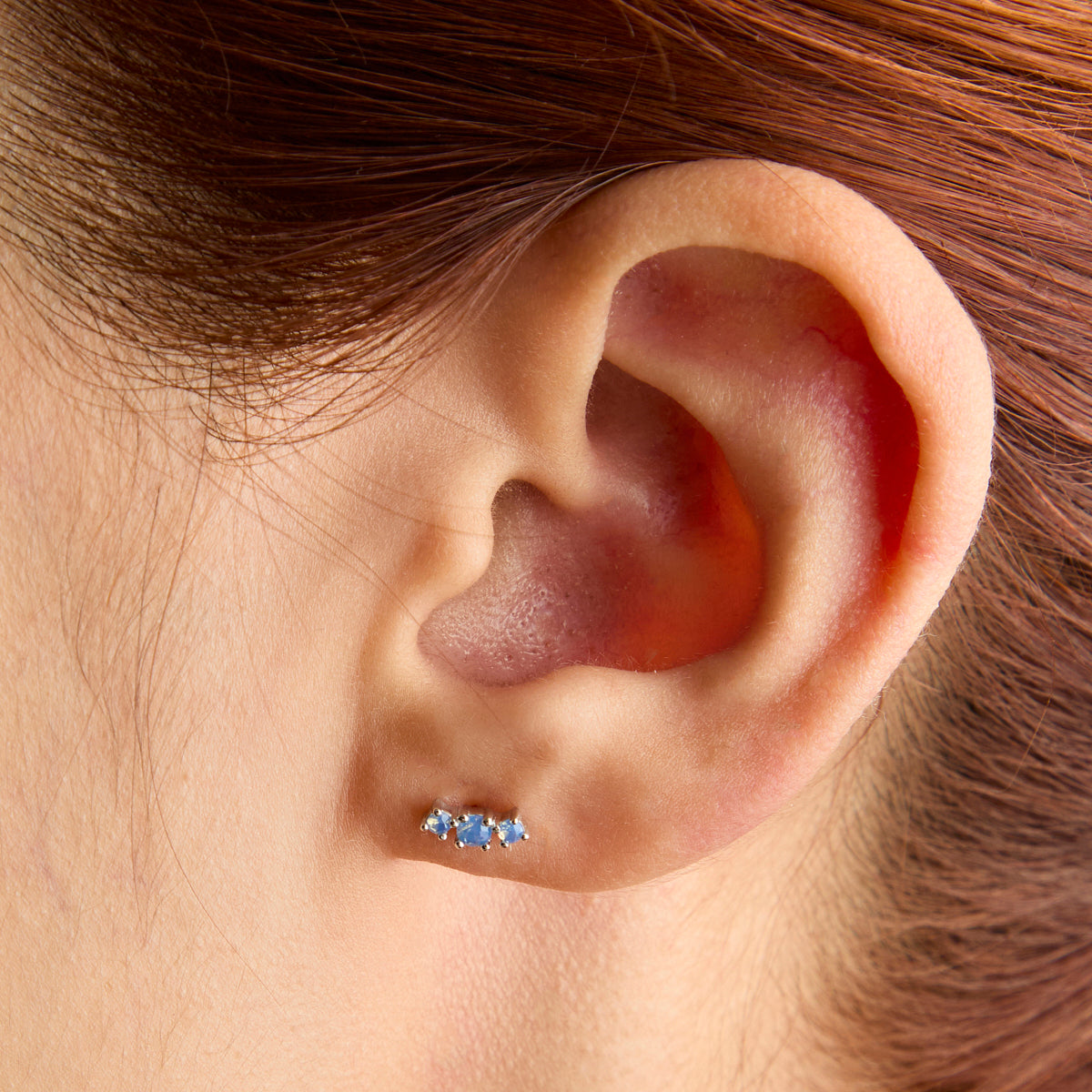 Opal Curved Stud Earrings in Silver