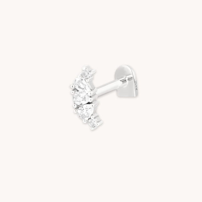 Topaz Triple Pear Cluster Piercing Stud in Solid White Gold