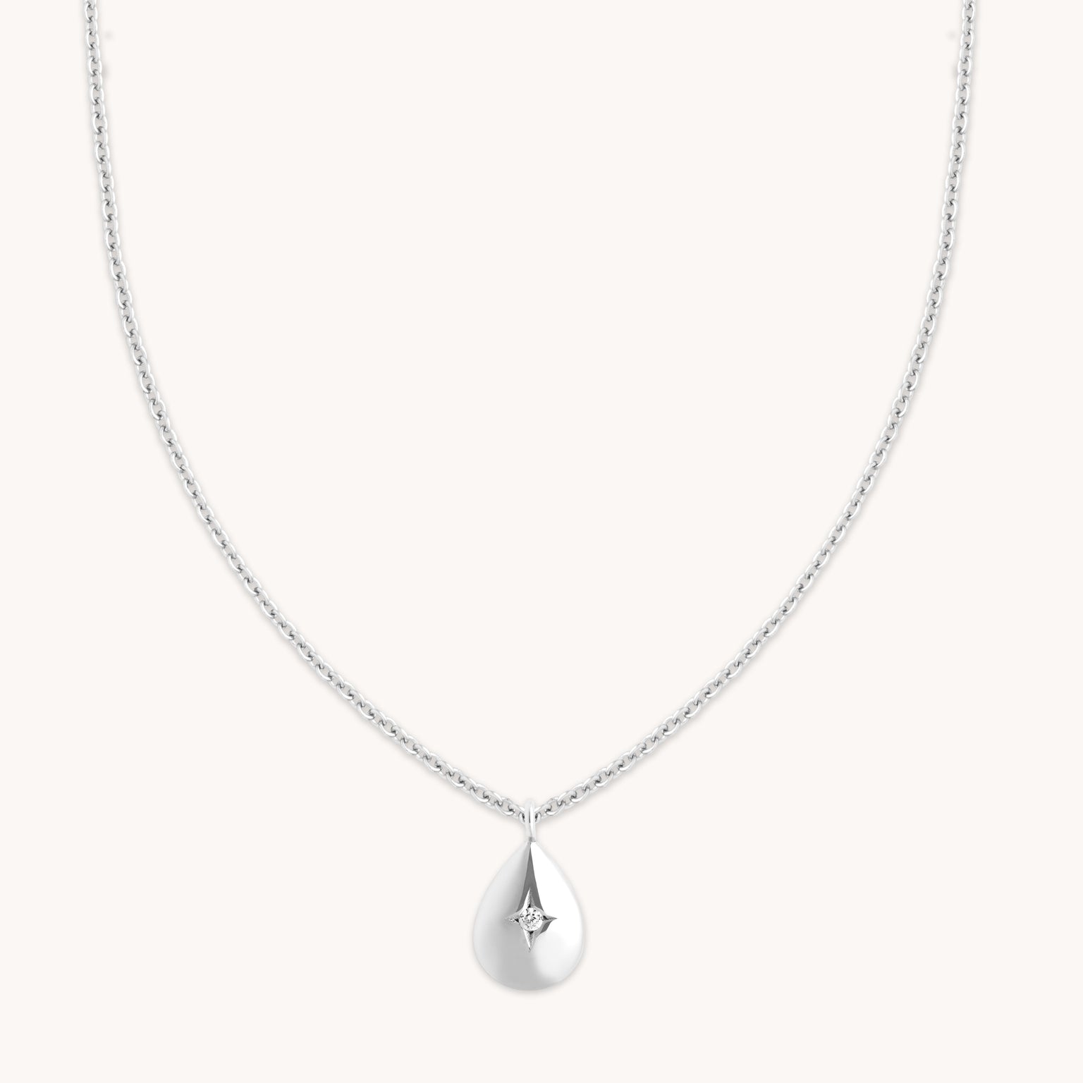 Pear Pendant Necklace in Silver