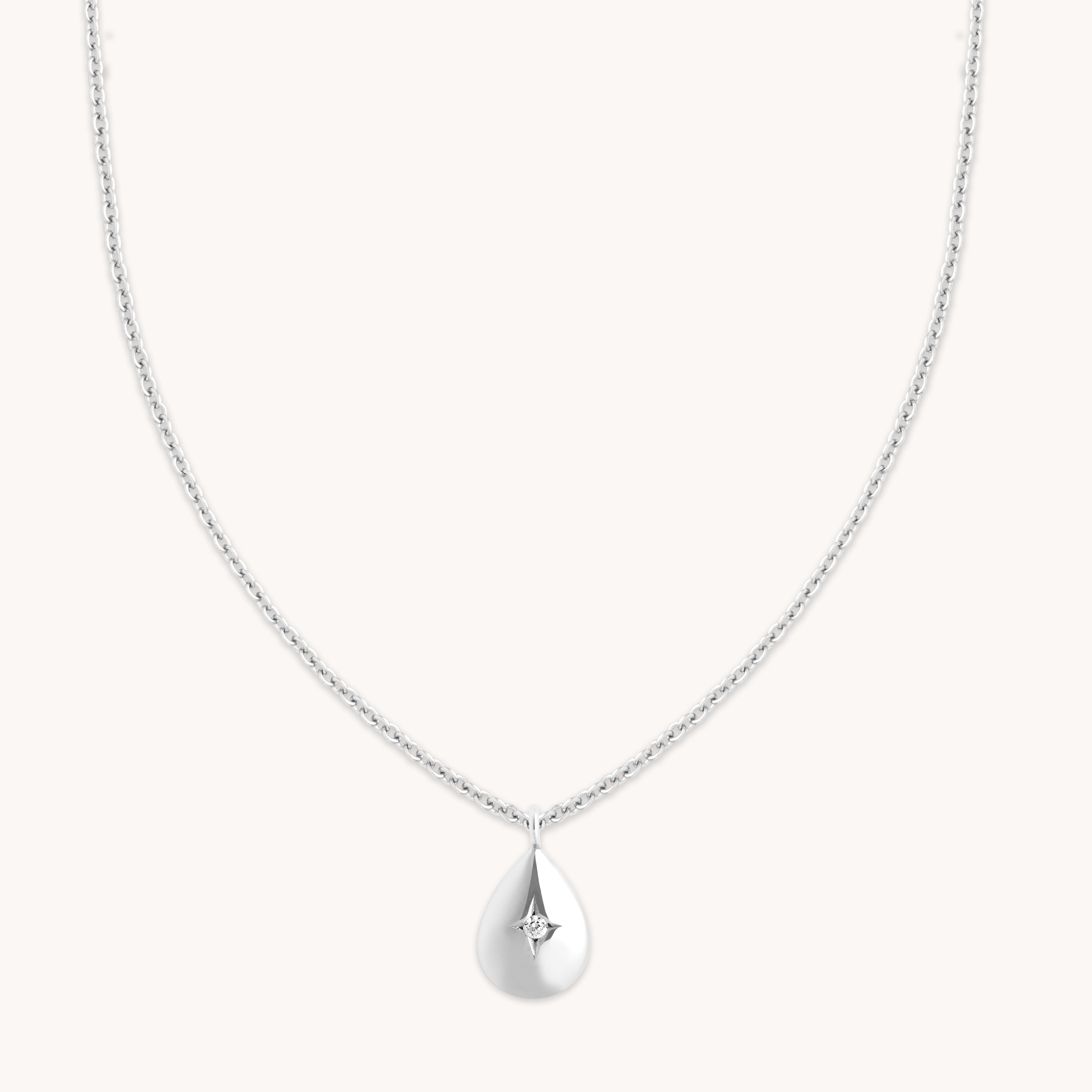 Pear Pendant Necklace in Silver