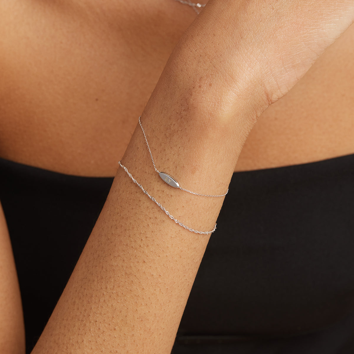 ID Charm Bracelet in Solid White Gold