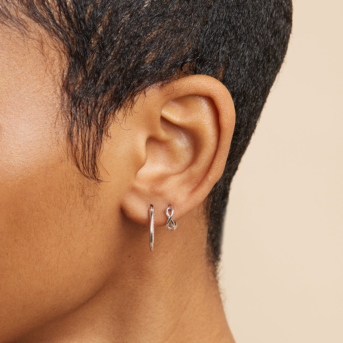 Infinite Huggies in Solid White Gold