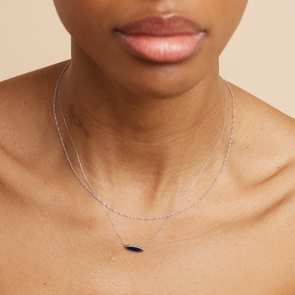 ID Pendant Necklace in Solid White Gold