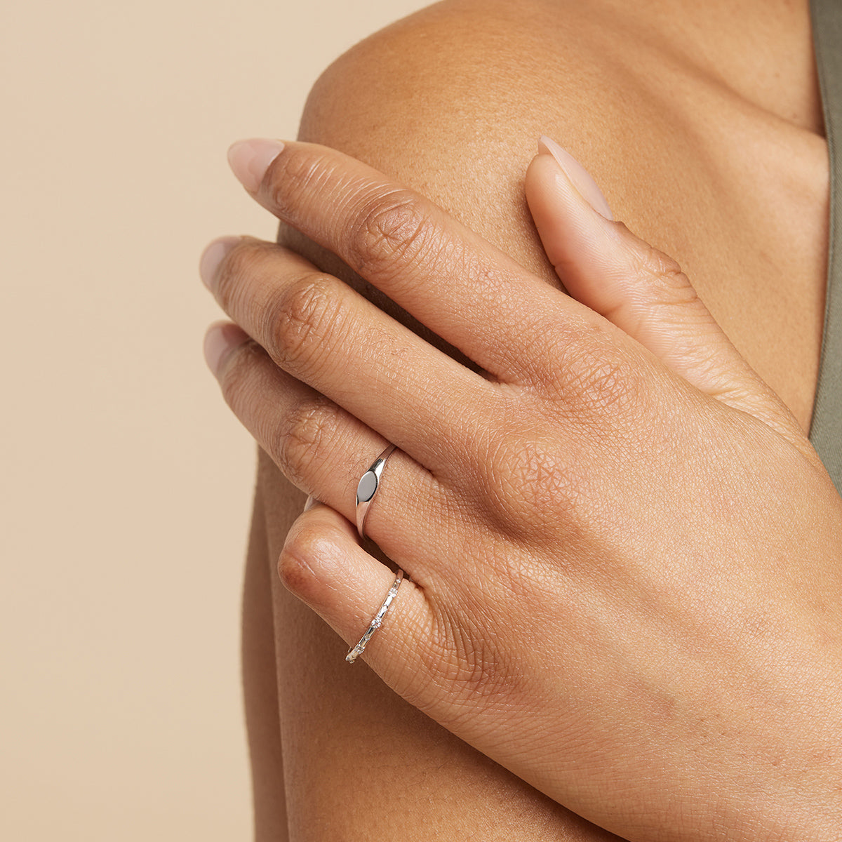 Signet Ring in Solid White Gold