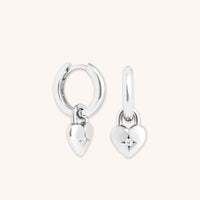 Heart Charm Huggies in Silver