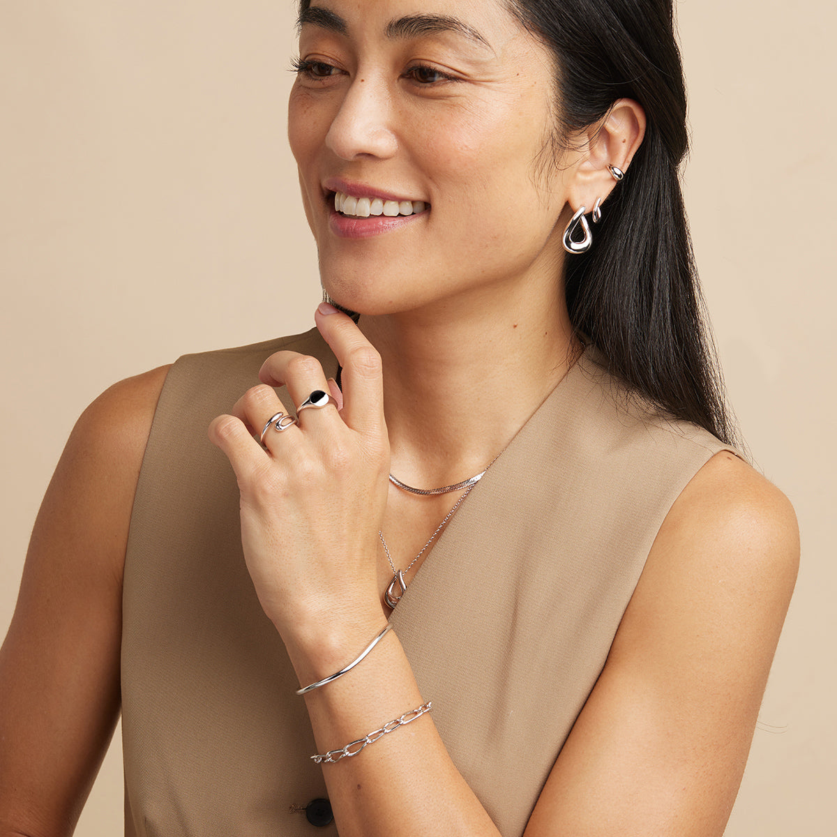 Molten Wrap Ring in Silver