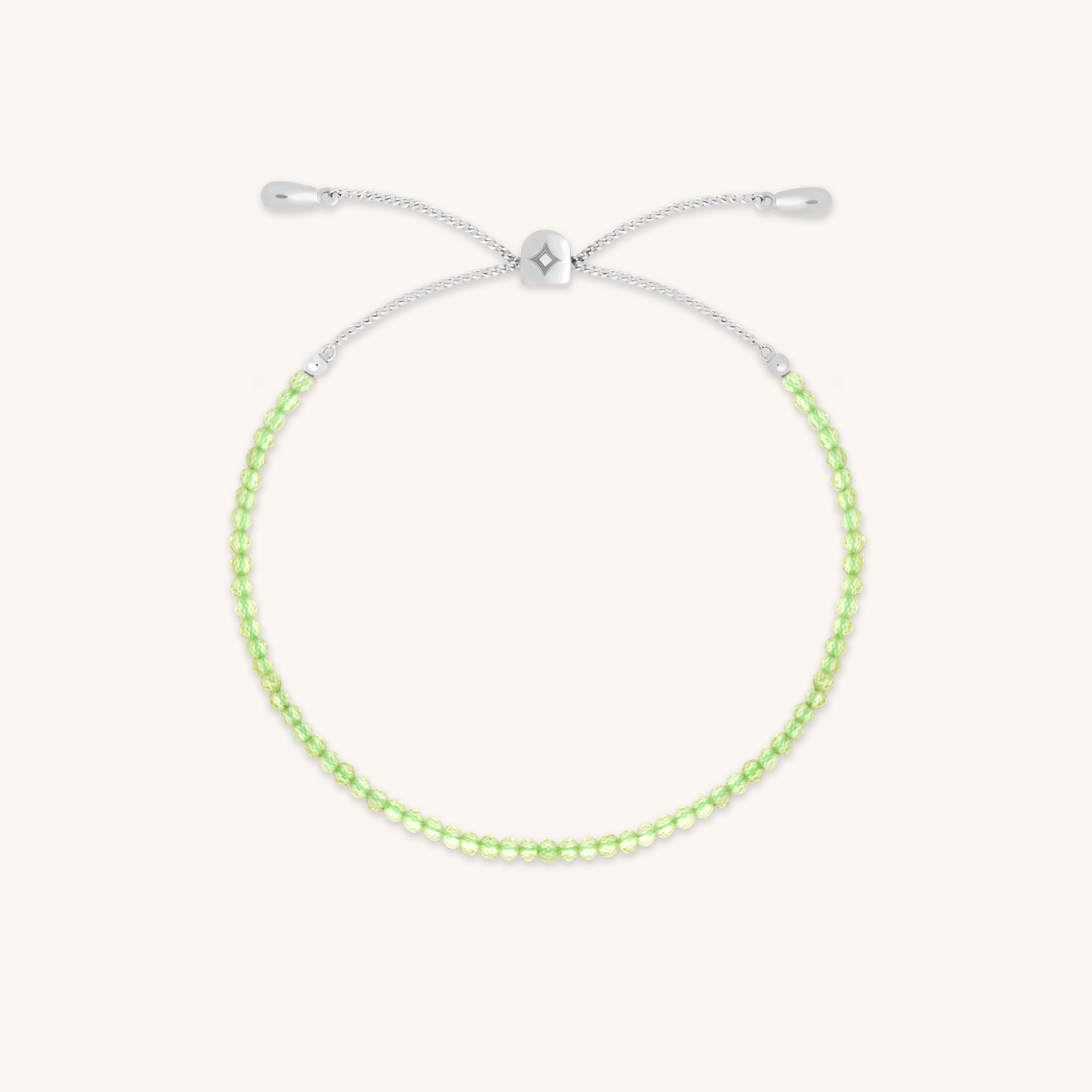 Peridot August Beaded Bracelet in Solid White Gold