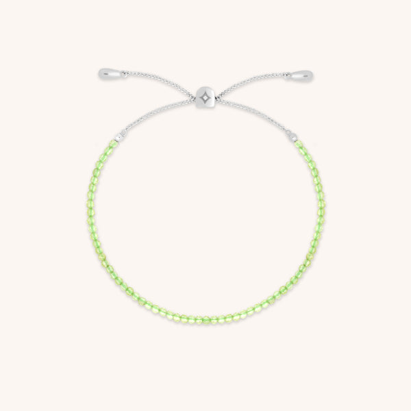 Peridot August Beaded Bracelet in Solid White Gold