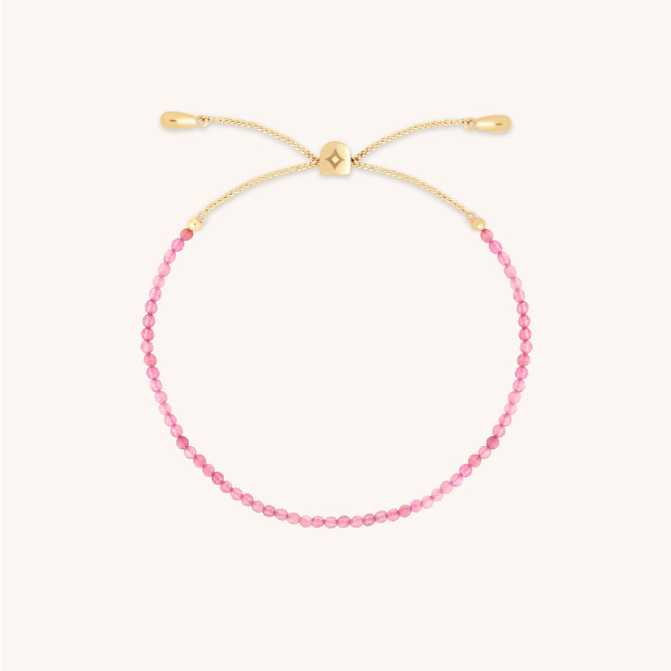 Tourmaline October Beaded Bracelet in Solid Gold