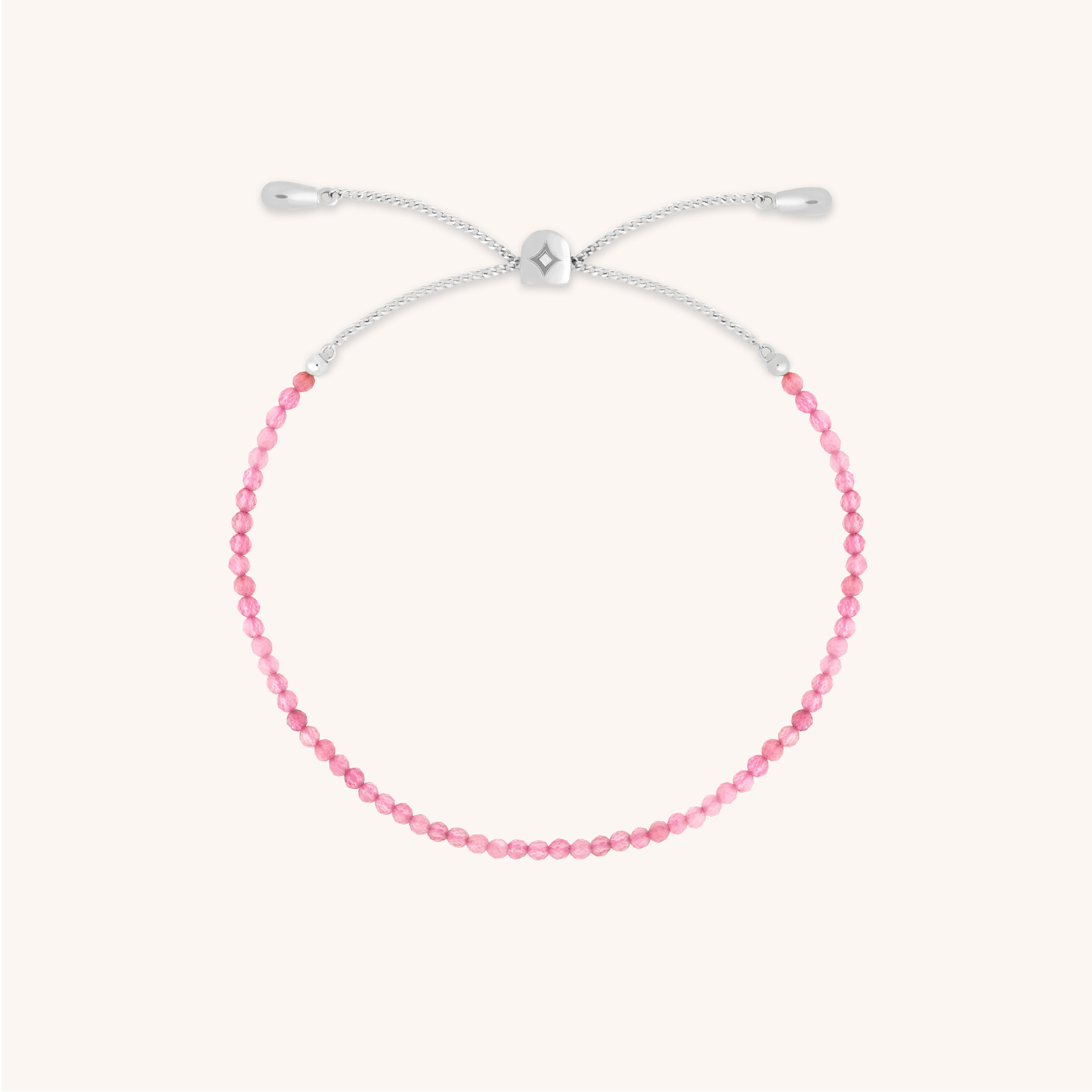 Tourmaline October Beaded Bracelet in Solid White Gold