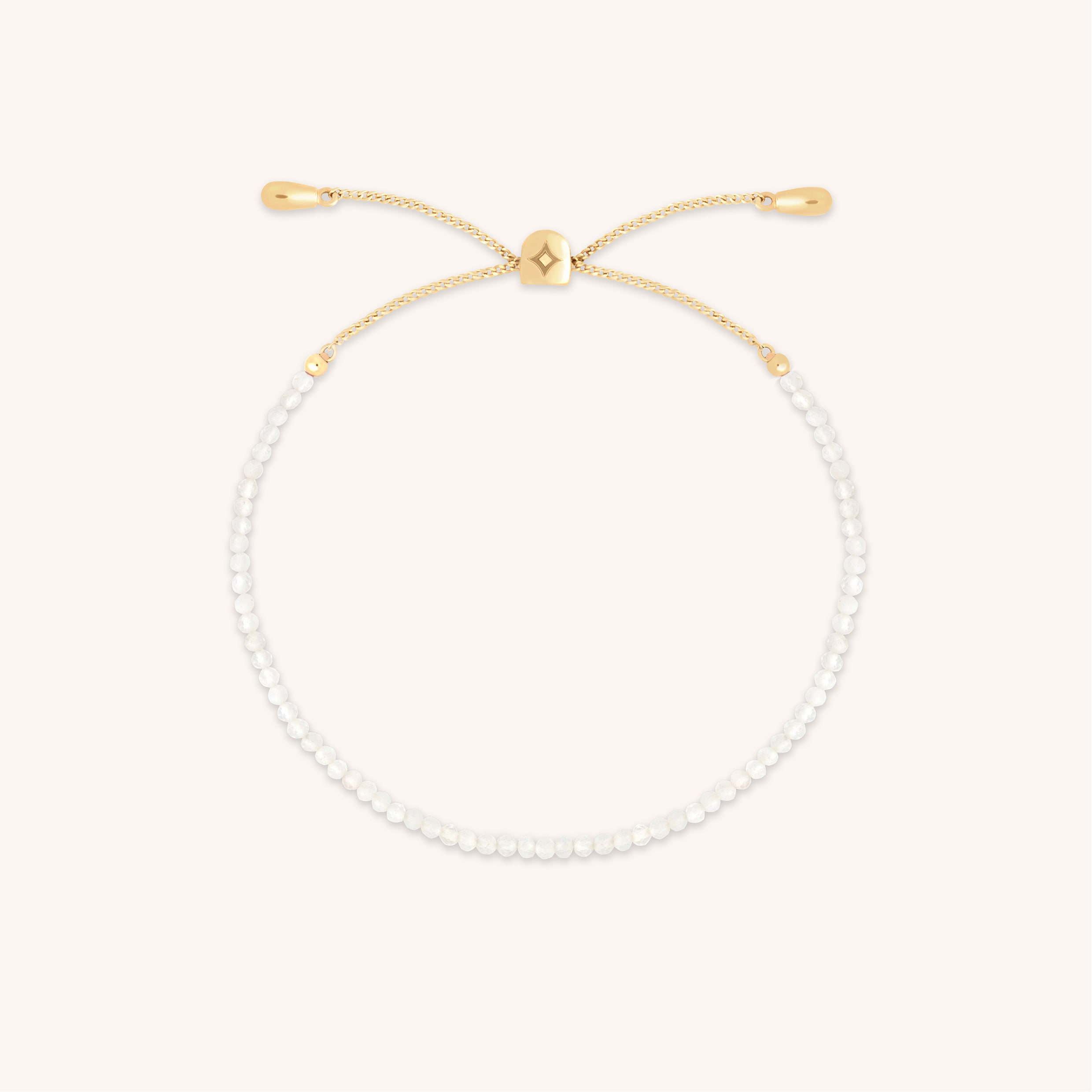 Moonstone June Beaded Birthstone Bracelet in Solid Gold