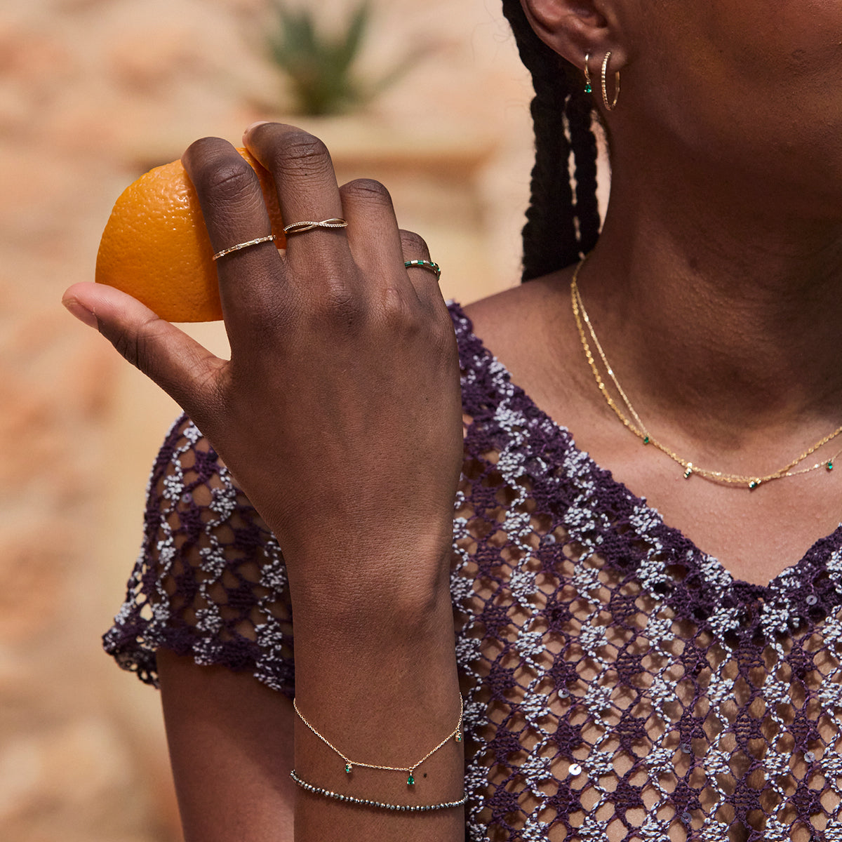 Emerald Charm Bracelet in Solid Gold