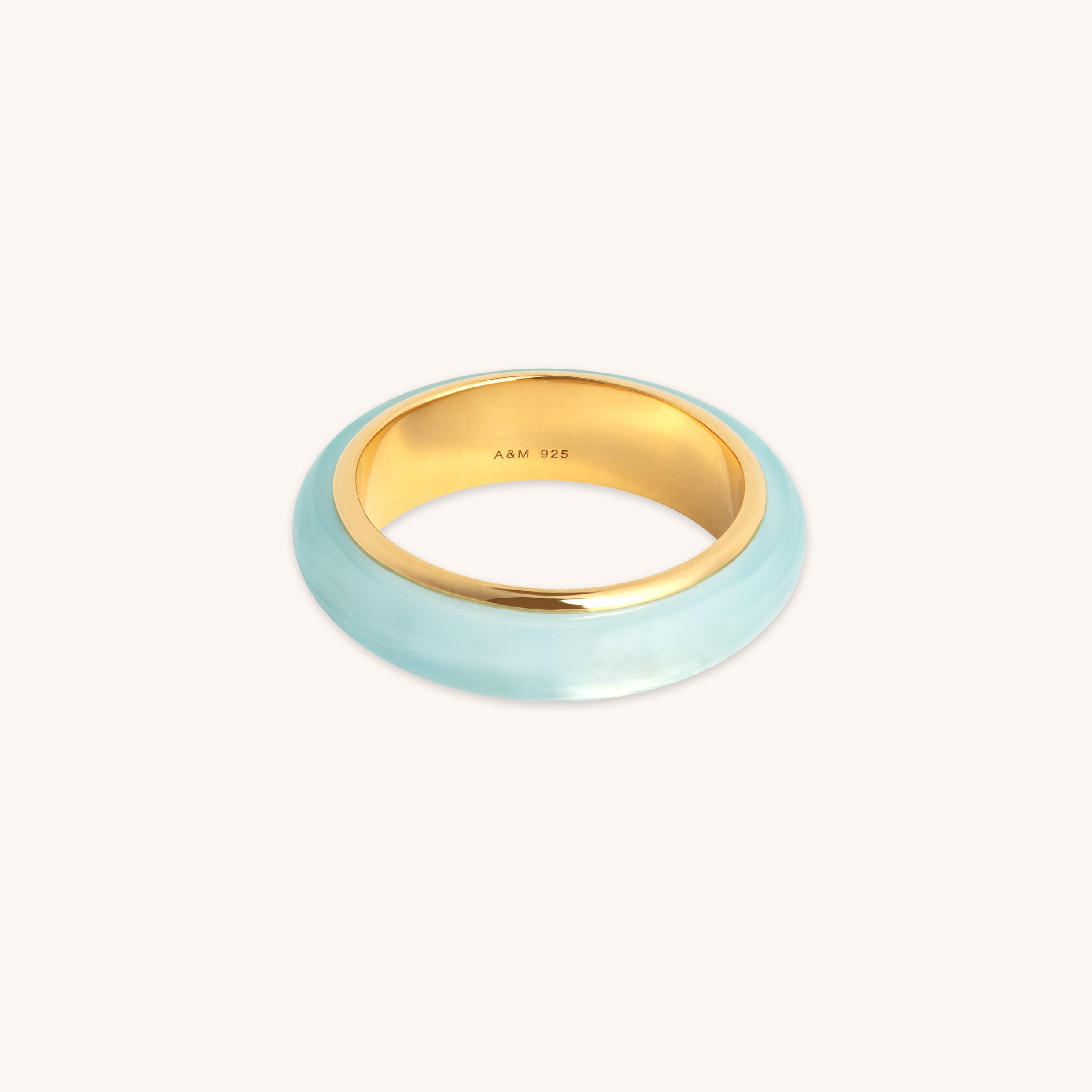 Chalcedony Carved Dome Ring in Gold