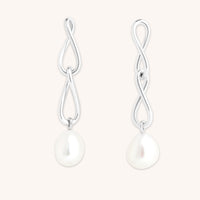 Infinite Pearl Drop Studs in Silver
