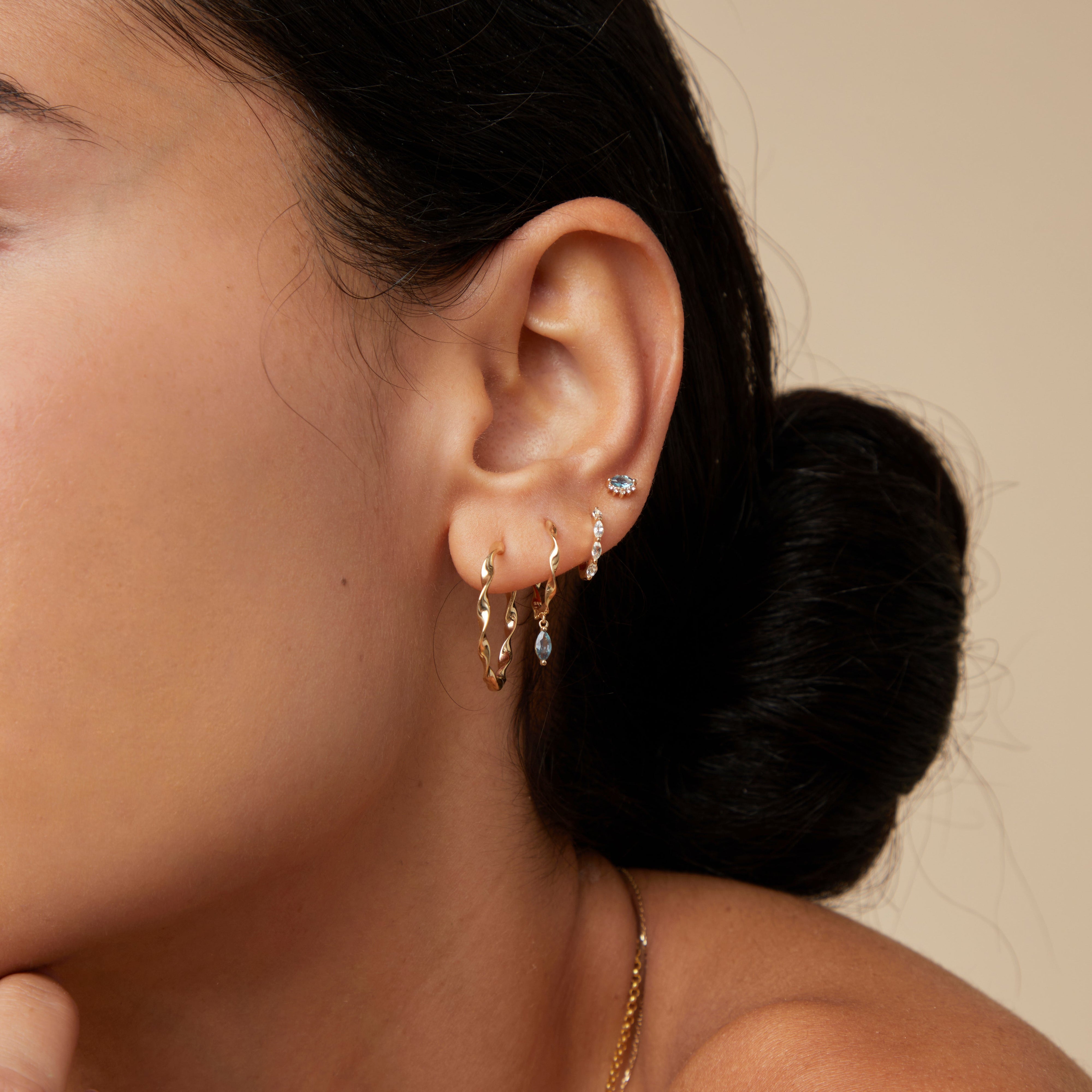 Evil Eye Alexandrite Piercing Stud in Solid Gold