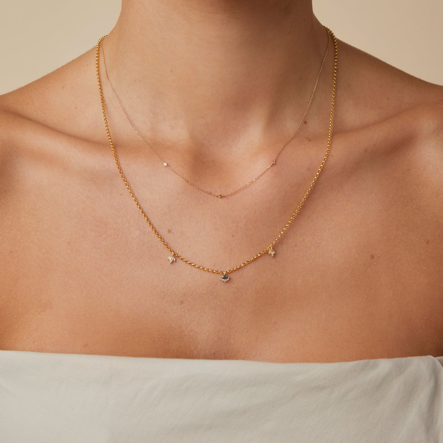 White Topaz Marquise Charm in 9k Gold
