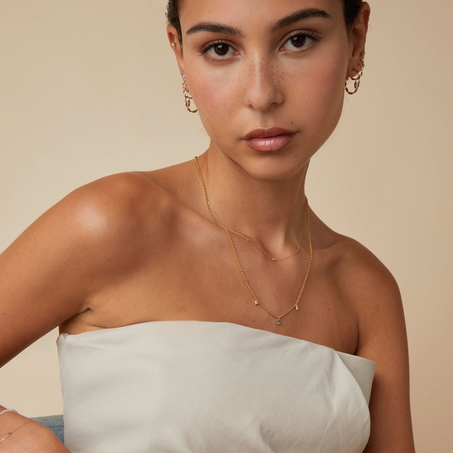 White Topaz Marquise Charm in 9k Gold