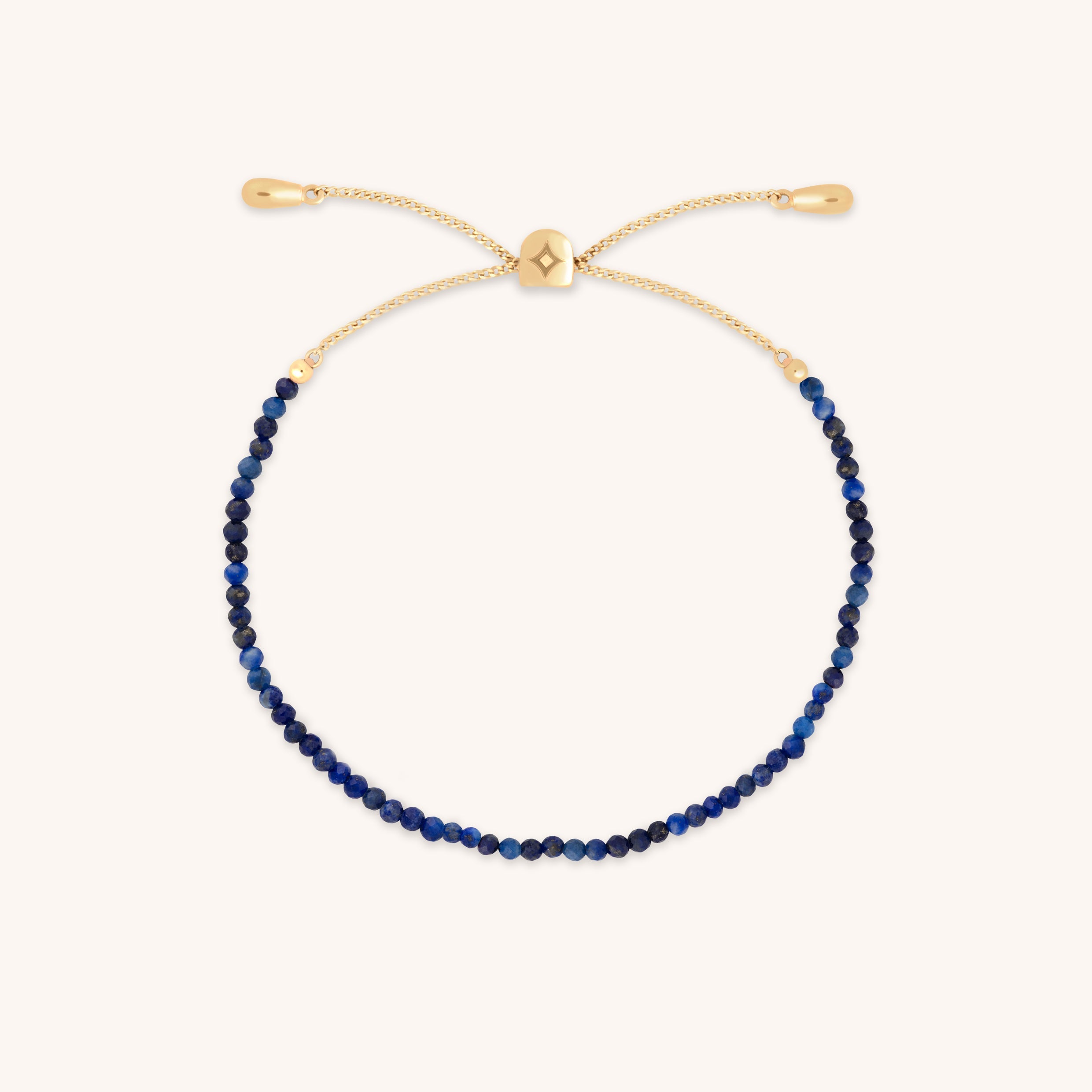 Lazurite September Beaded Bracelet in Solid Gold