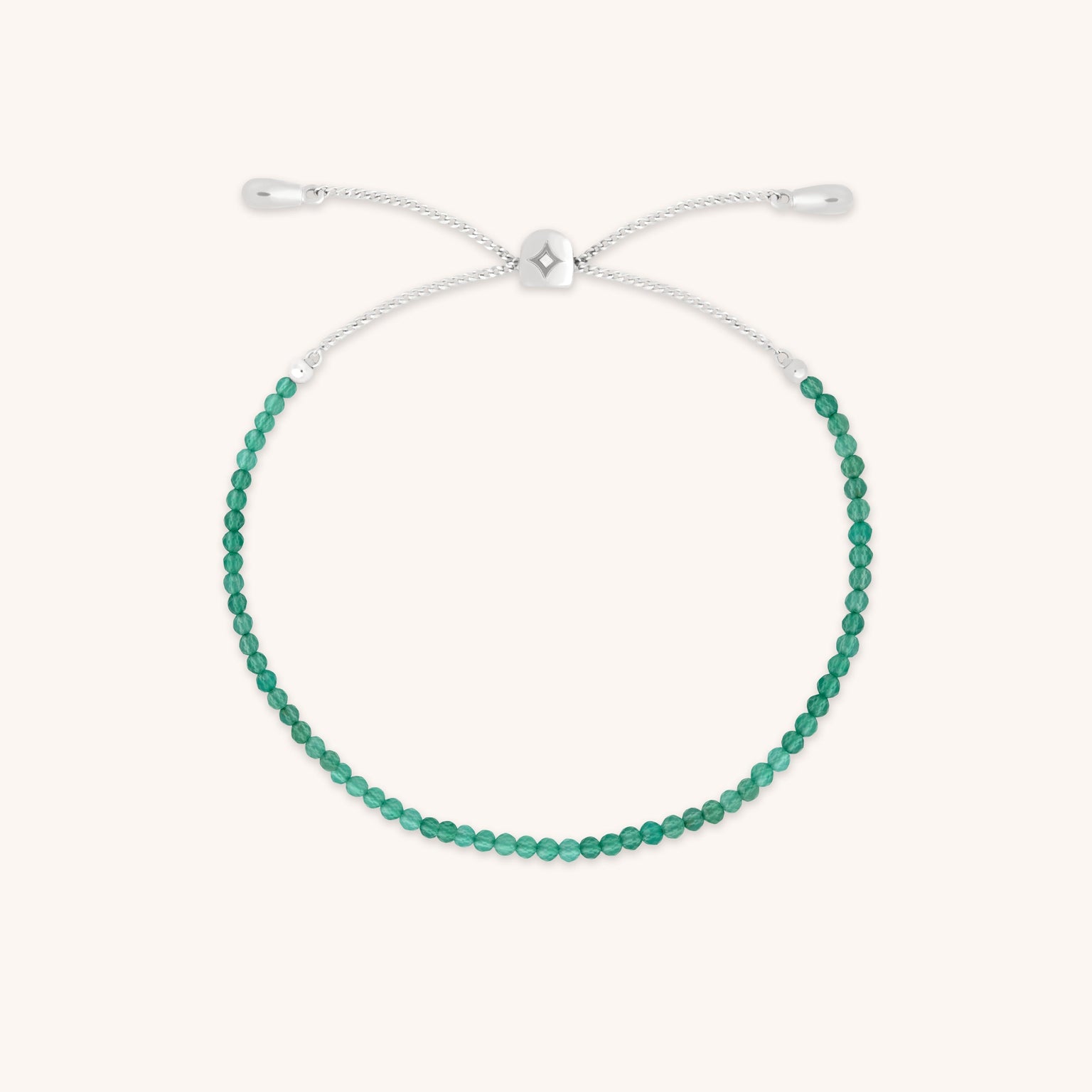 Agate May Beaded Birthstone Bracelet in Solid White Gold