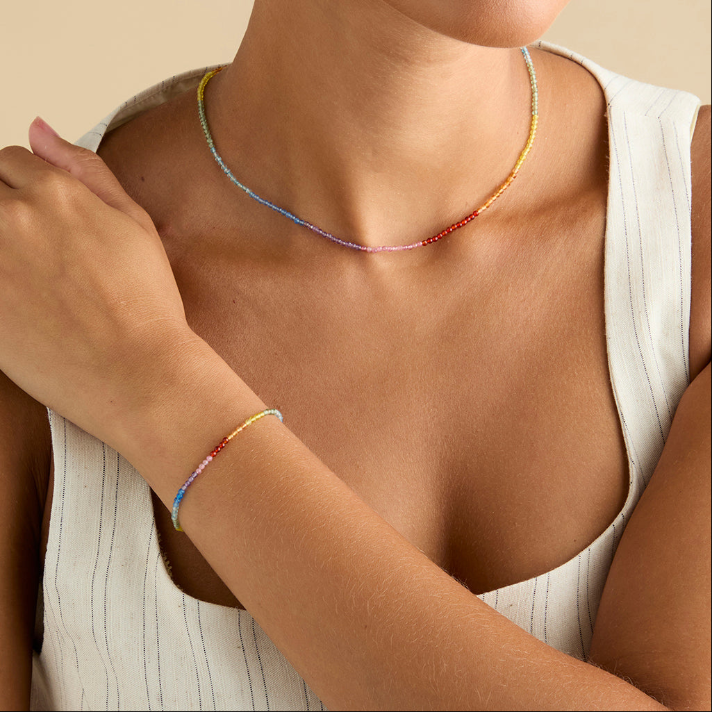Rainbow Gemstone Bracelet in 9k Gold