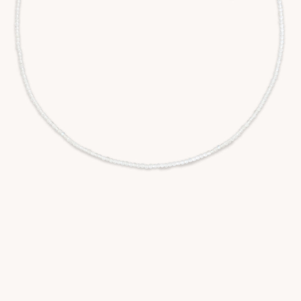 Moonstone June Beaded Birthstone Necklace in Solid Gold