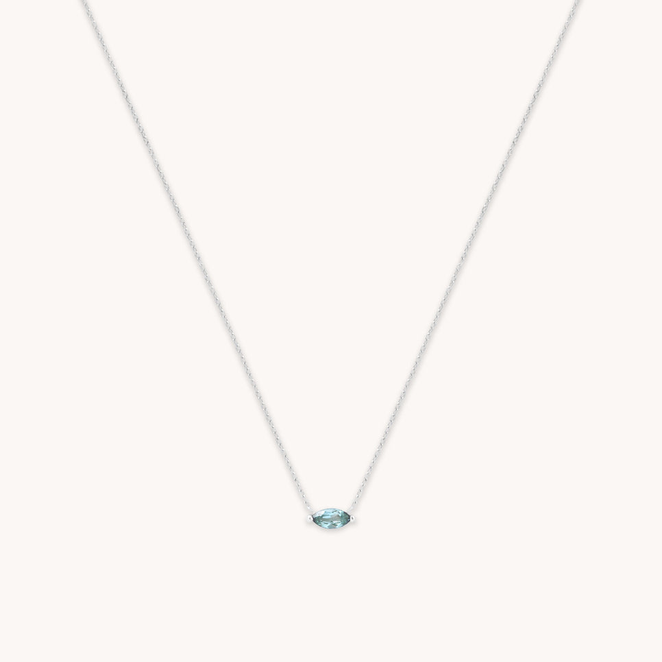 Alexandrite Marquise Necklace in Solid White Gold
