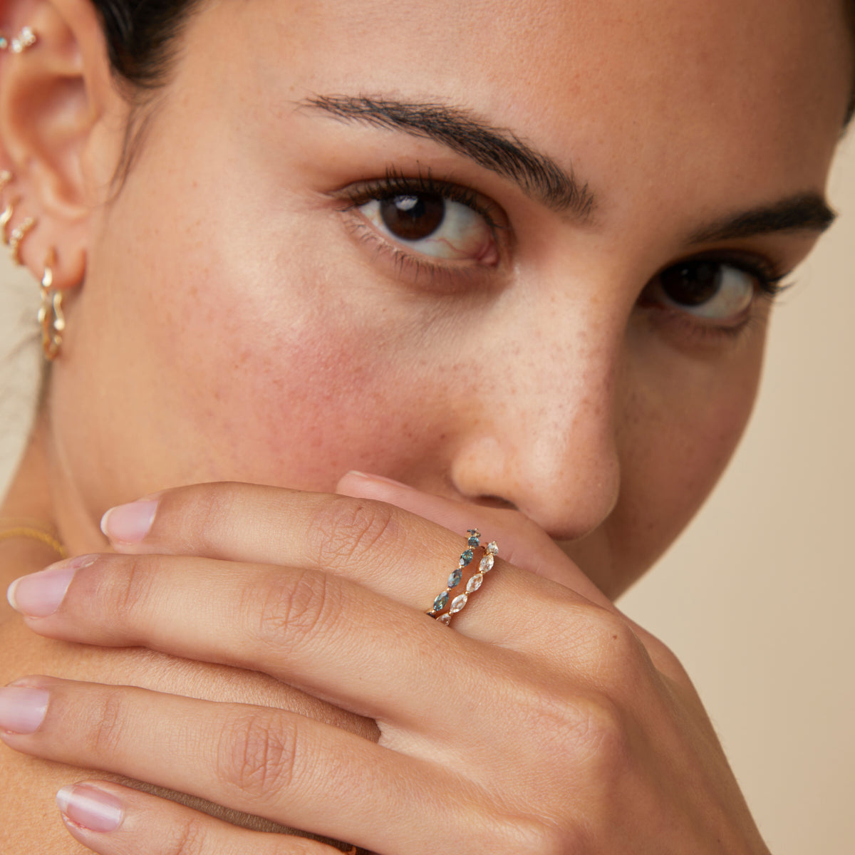 Alexandrite Marquise Band Ring in Solid Gold