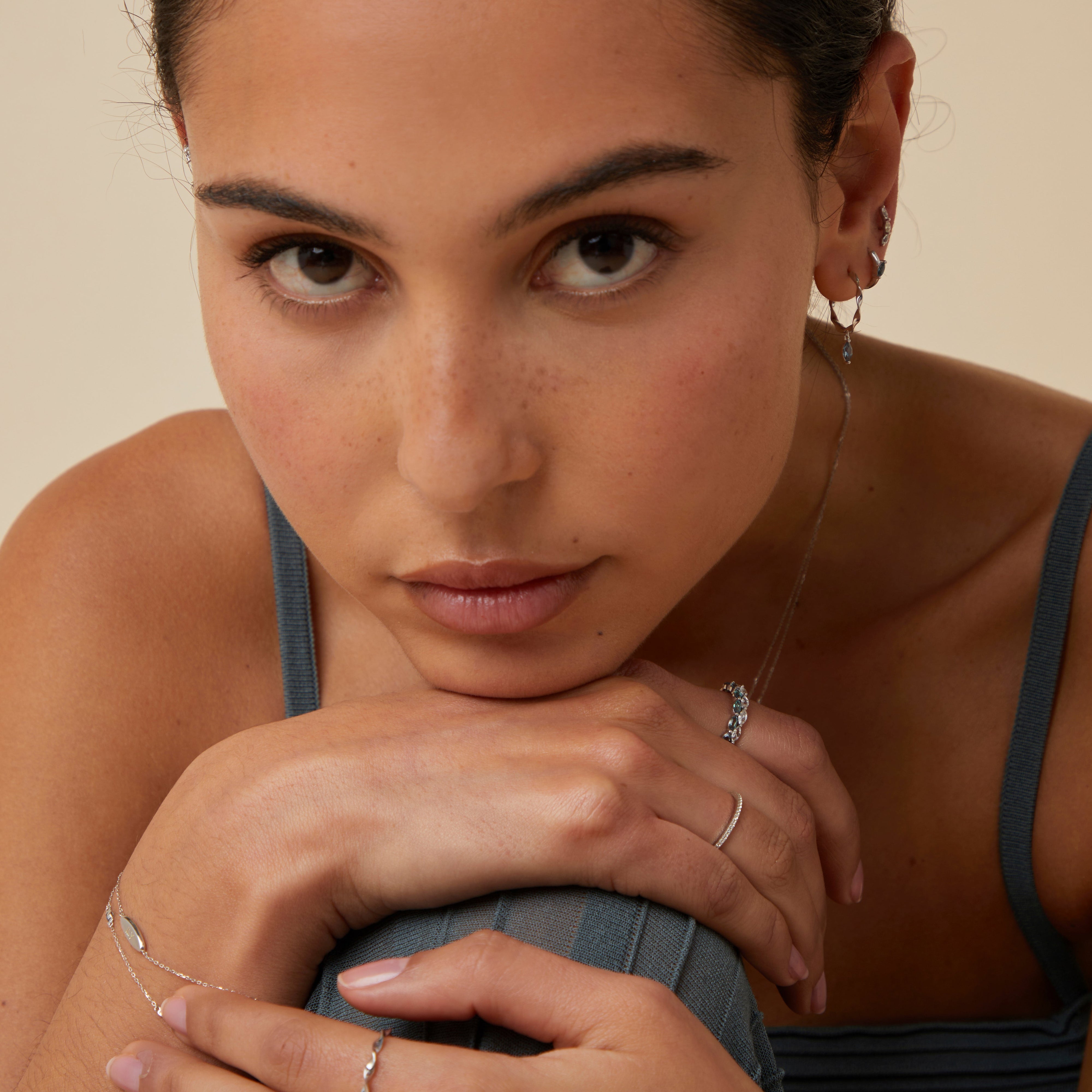 Alexandrite Marquise Band Ring in Solid White Gold