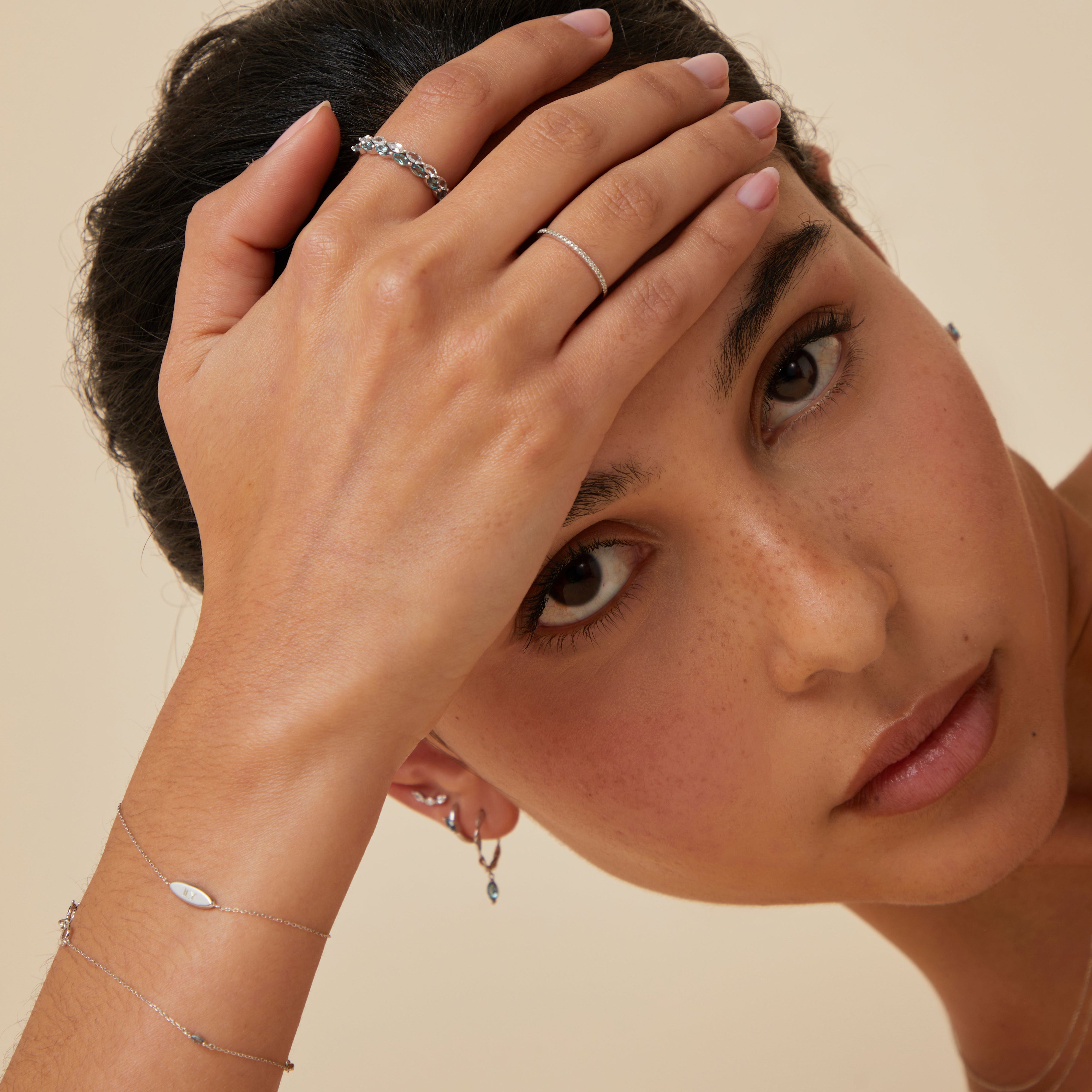 Alexandrite Marquise Band Ring in Solid White Gold