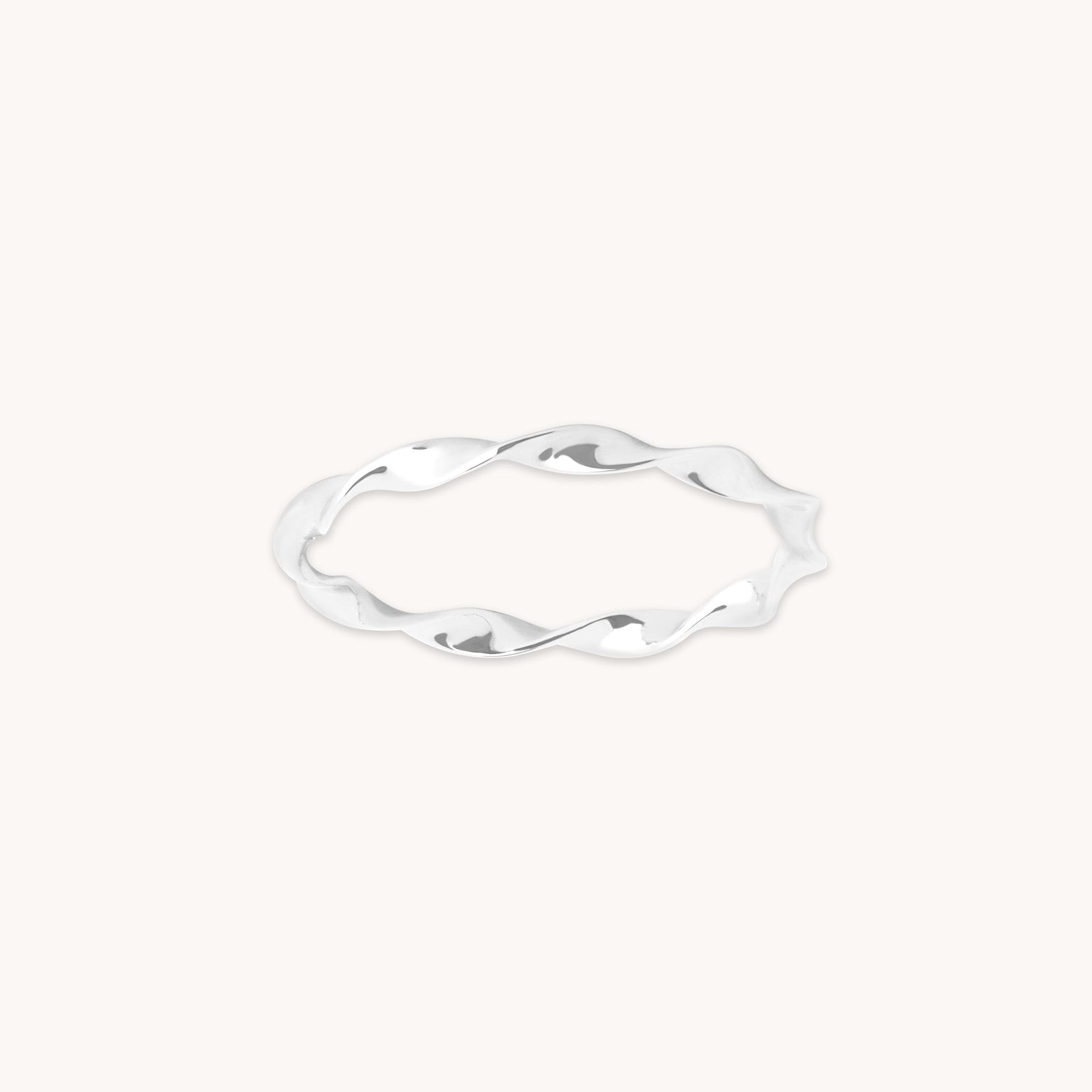Twist Band Ring in Solid White Gold