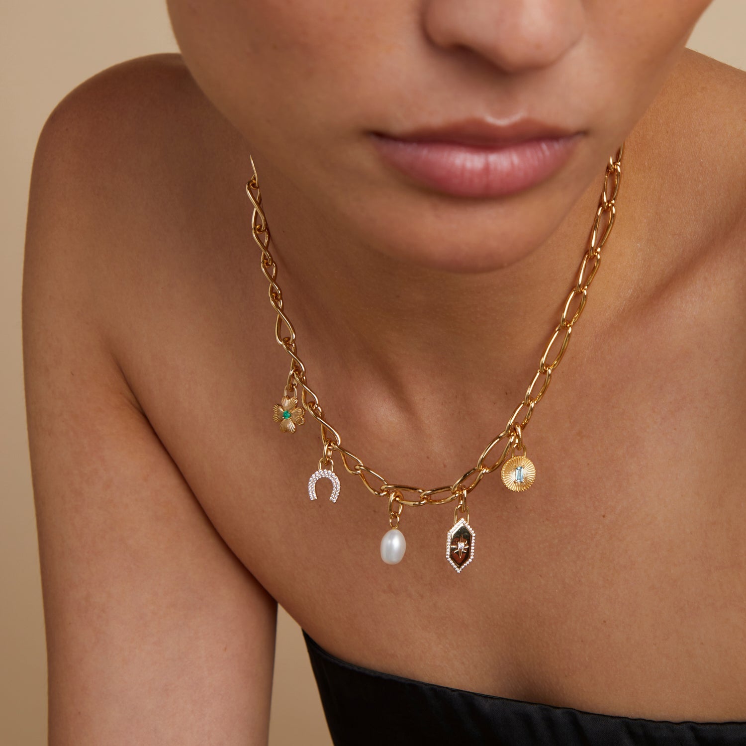 Blue Topaz Clip Charm in Gold