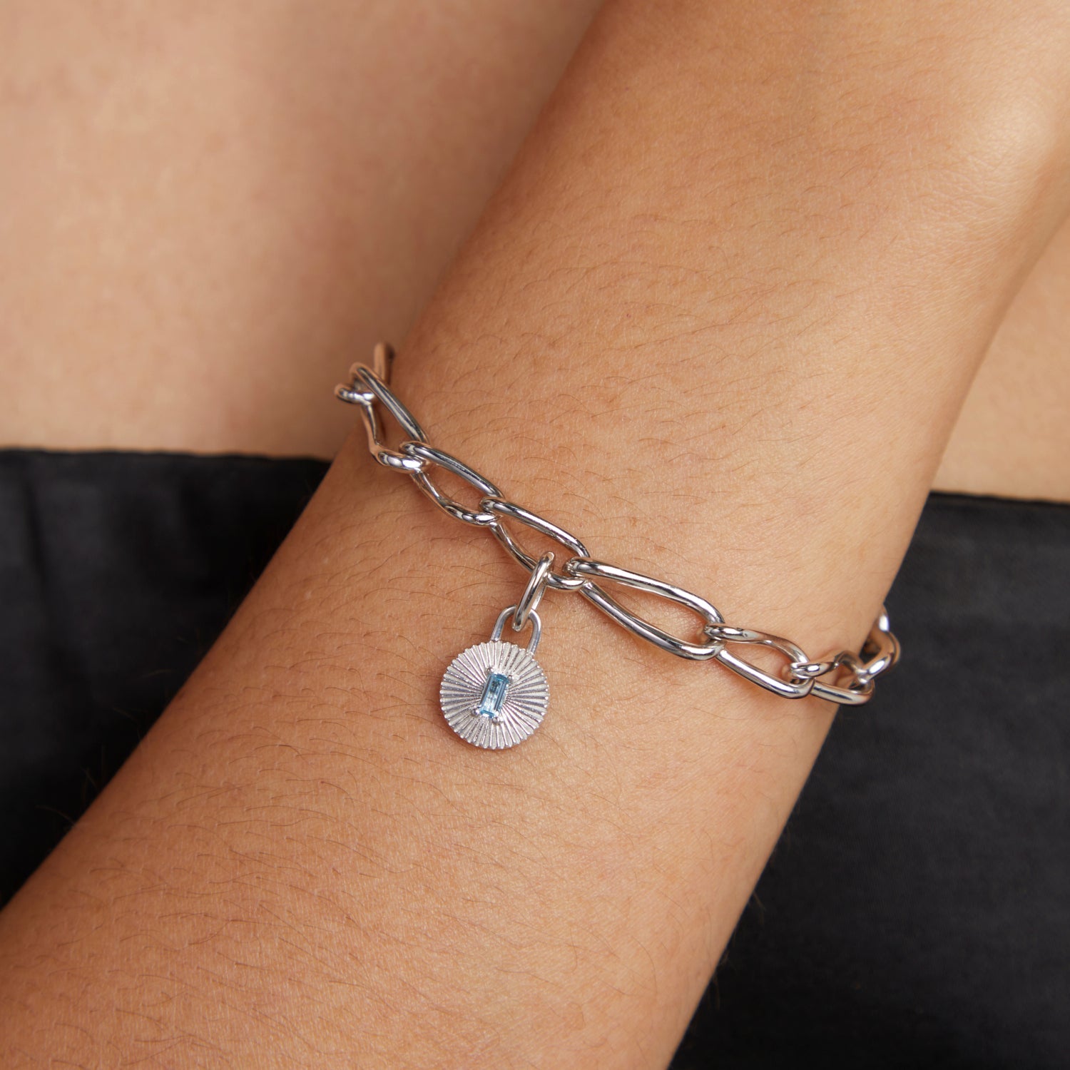 Blue Topaz Clip Charm in Silver