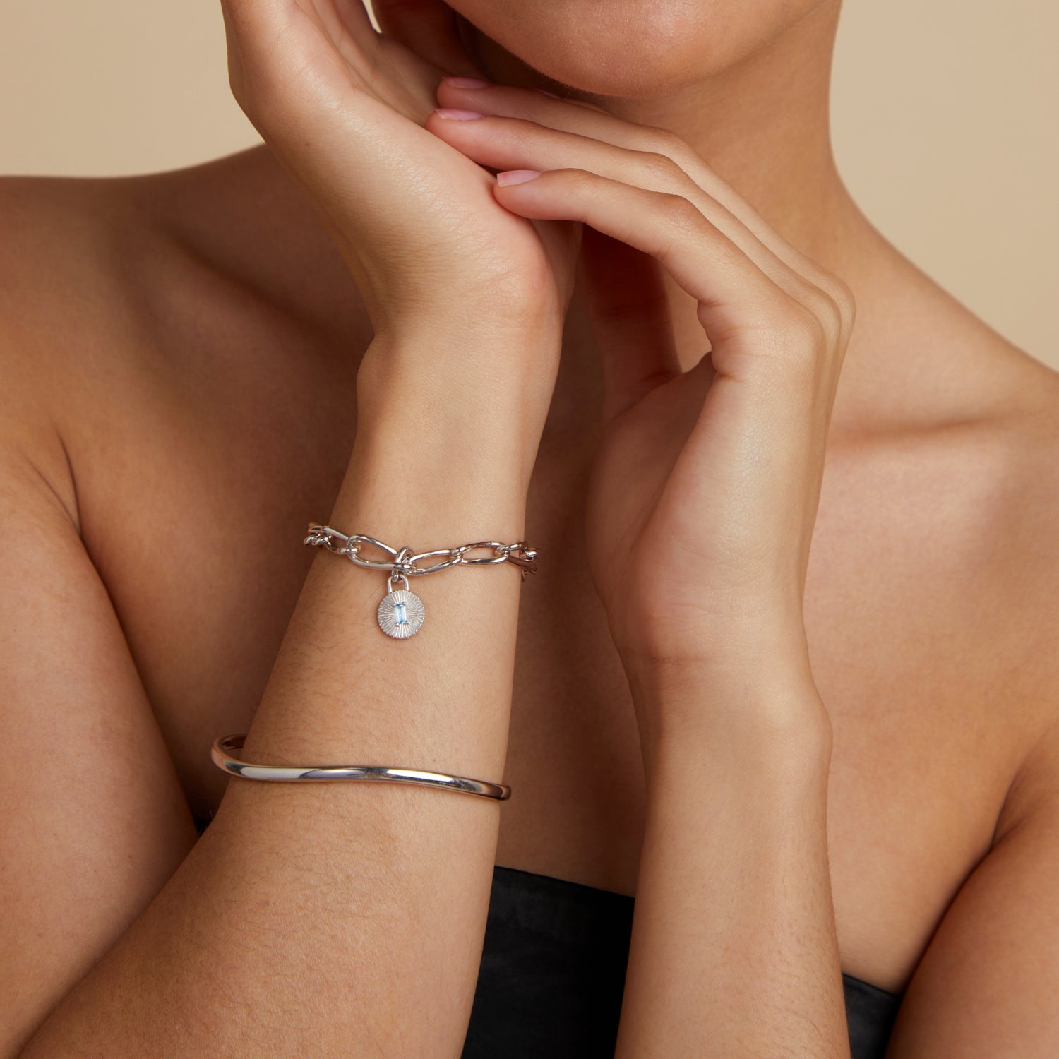 Blue Topaz Clip Charm in Silver