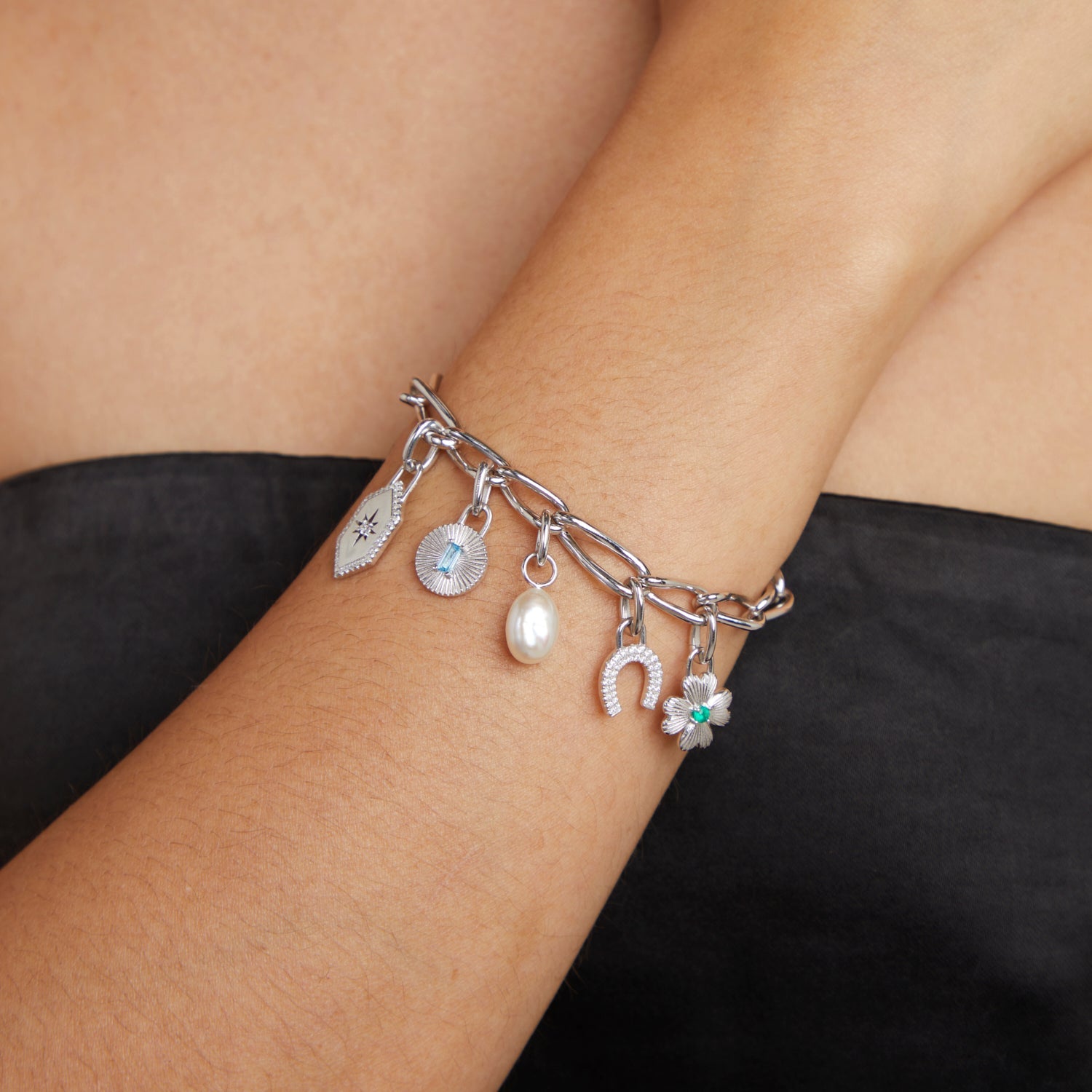Hoop Charms - Clover Talisman Charm in Silver - Talisman Charm - Astrid & Miyu