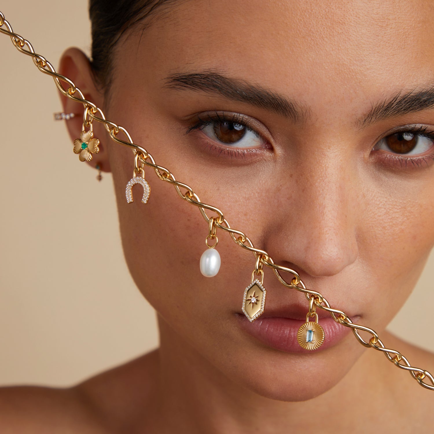 Shield Clip Charm in Gold