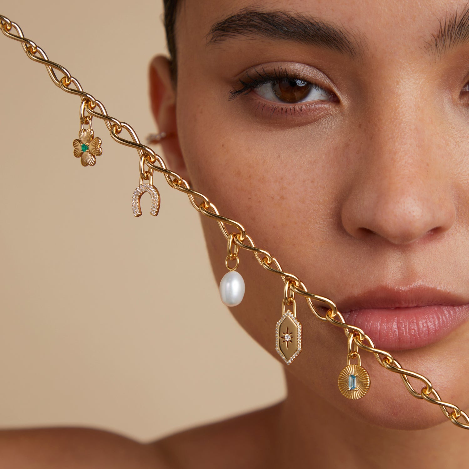 Shield Clip Charm in Gold