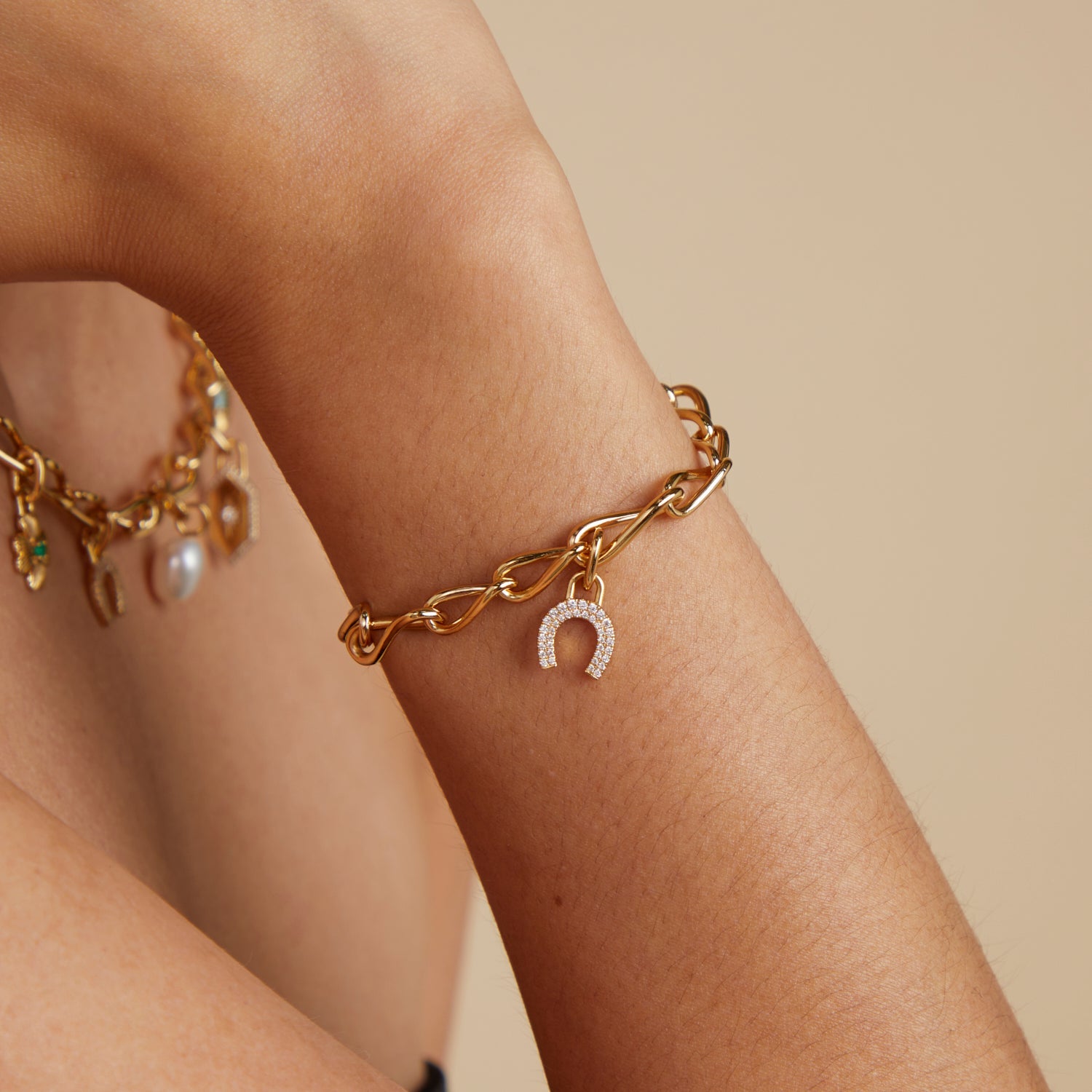 Horseshoe Clip Charm in Gold