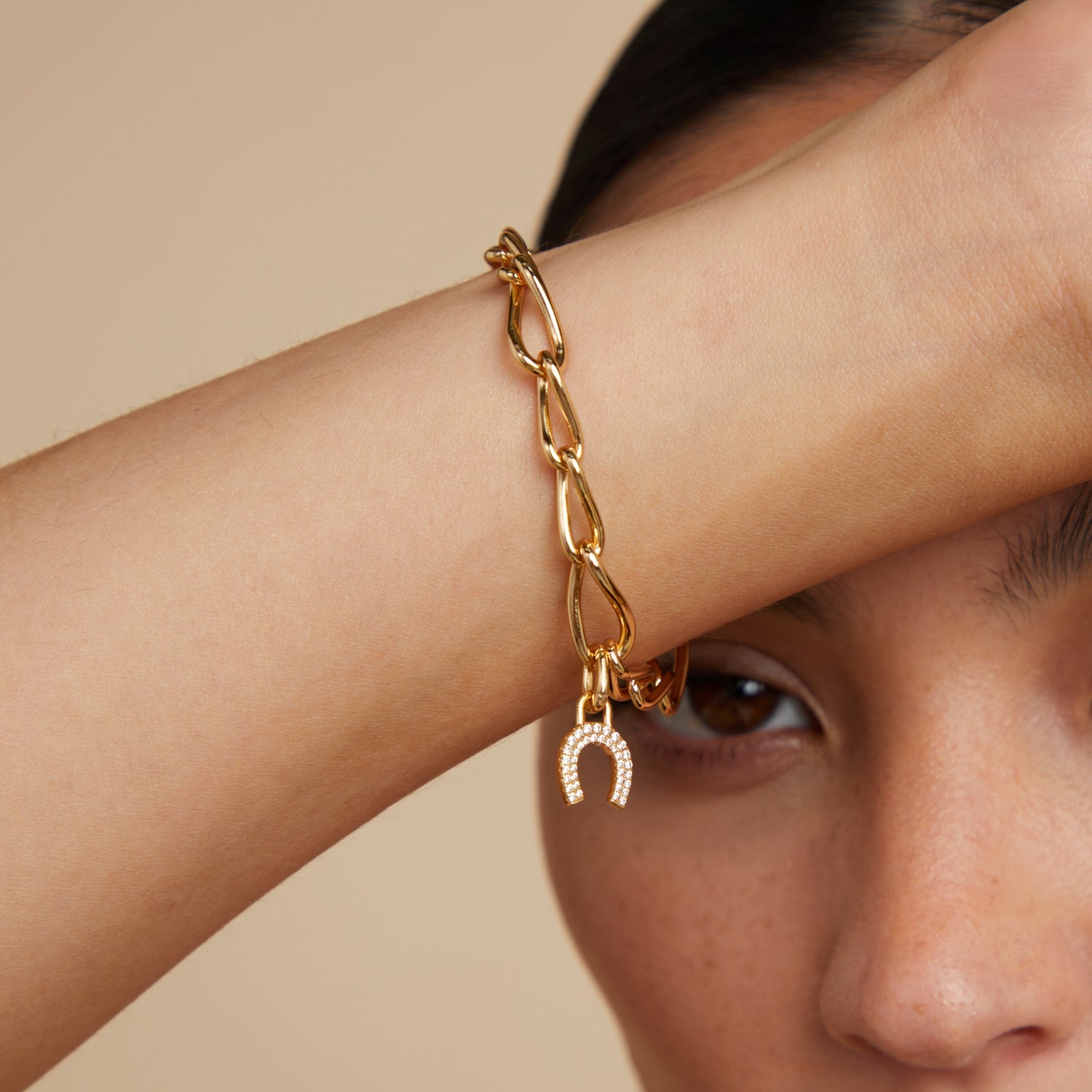 Horseshoe Clip Charm in Gold