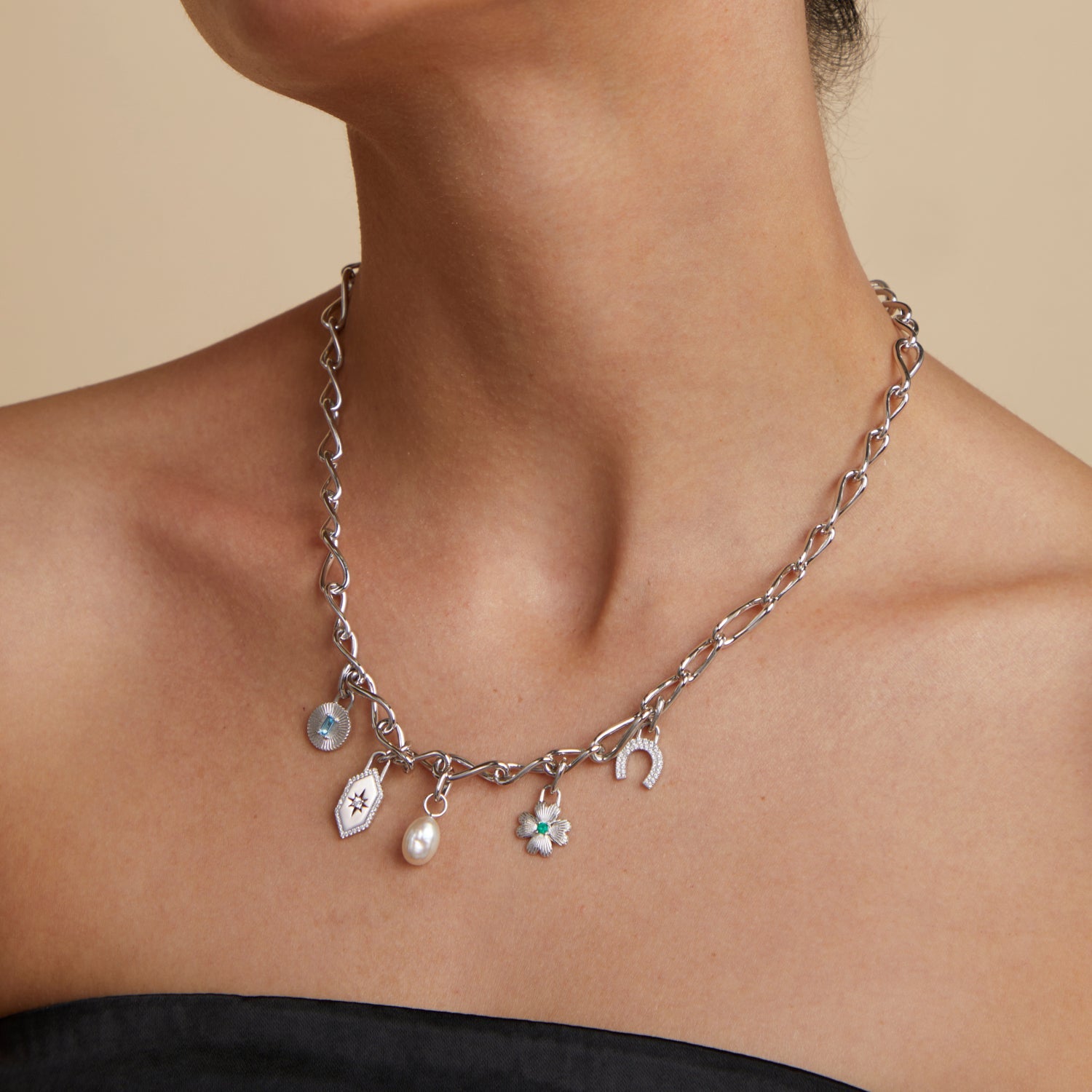 Pearl Clip Charm in Silver